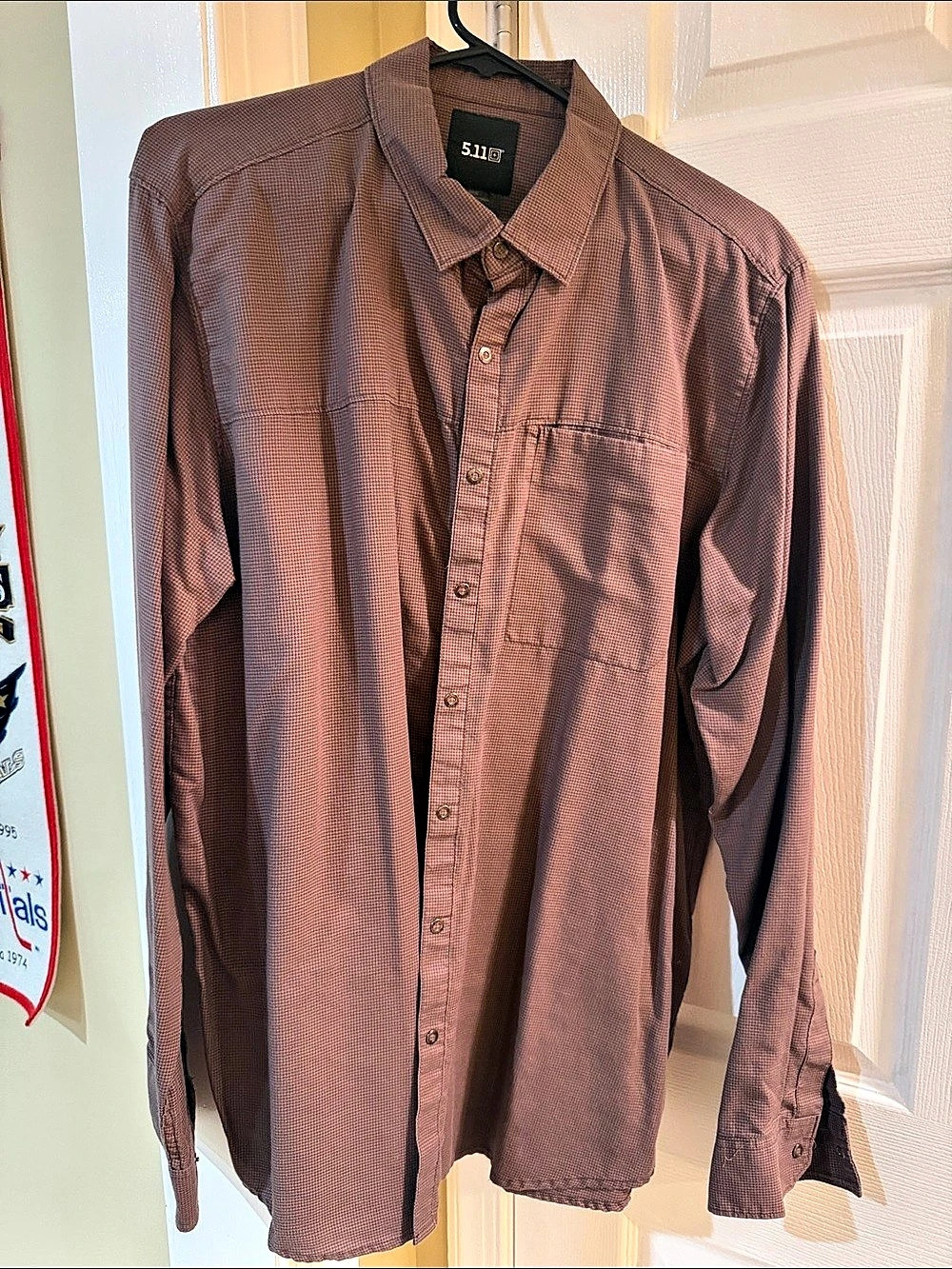 5.11 Men's Checkered Button Down Shirt in Brown